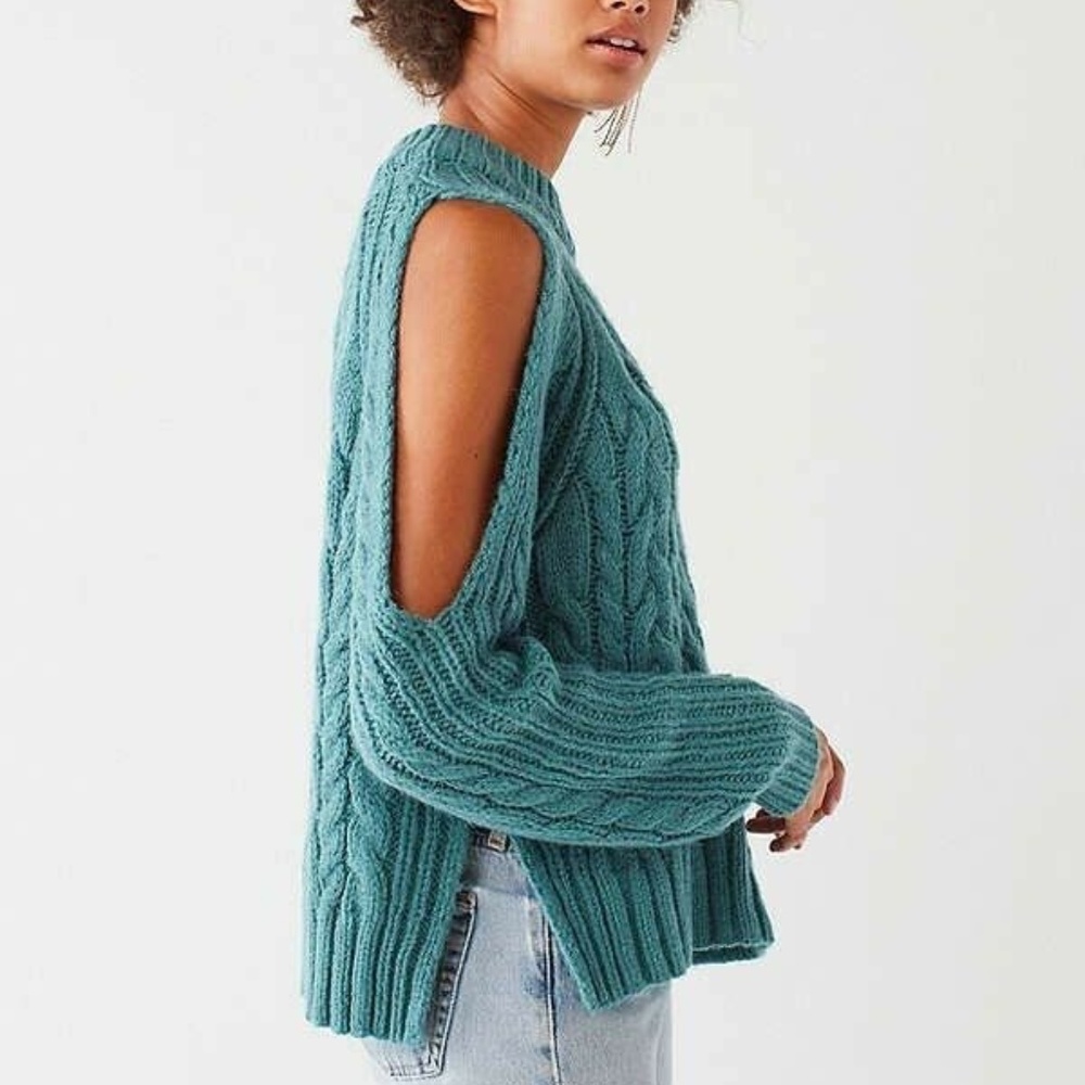 Urban Outfitters Blue Cold Shoulder Sweater